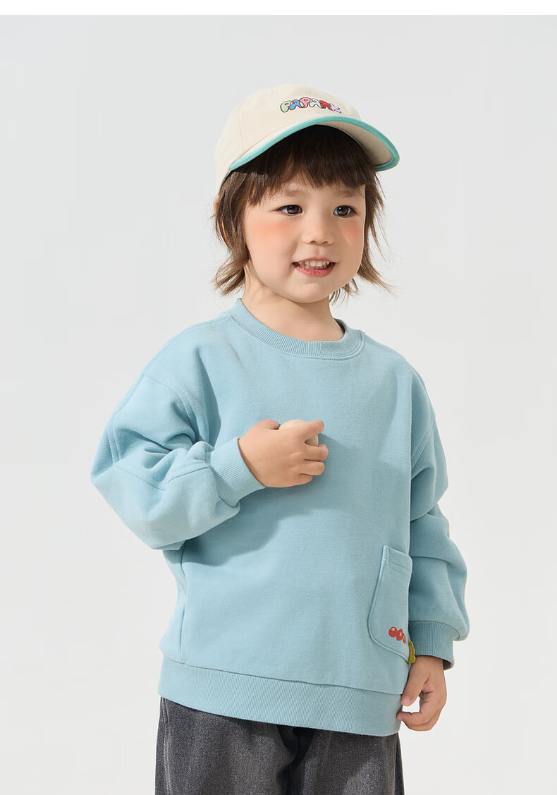 Papa Glutinous Rice Cotton Children's Sweatshirt, Boys And Girls Casual Top, Floral Gray, Size 110 16