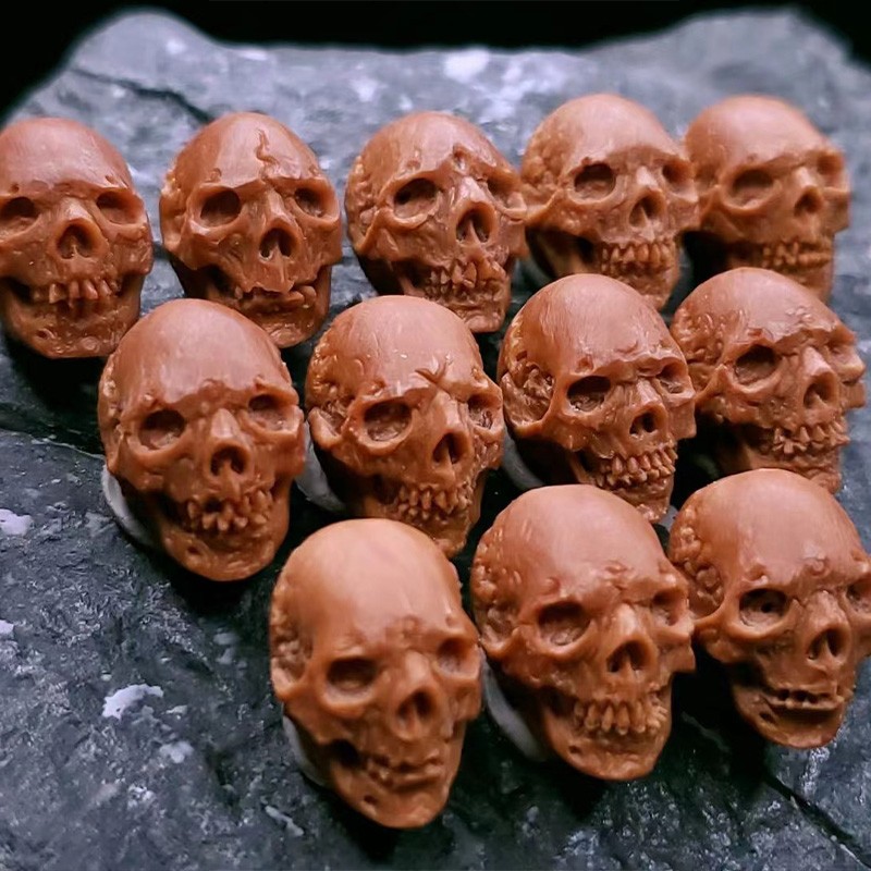 盘道橄榄核单籽骷髅王者小籽文玩核雕男士手把件小手本工雕刻定制1418