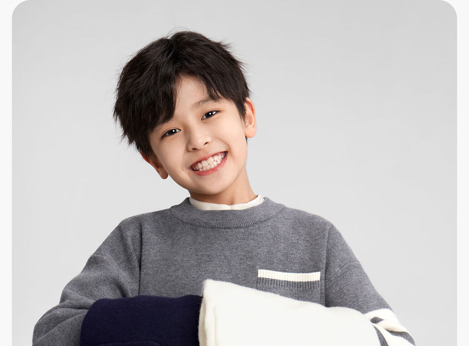 Zuo Xi Boys Sweater Autumn Winter Children's College Style Knitwear 2025 New Big Kids Winter Clothes Gray 130 2