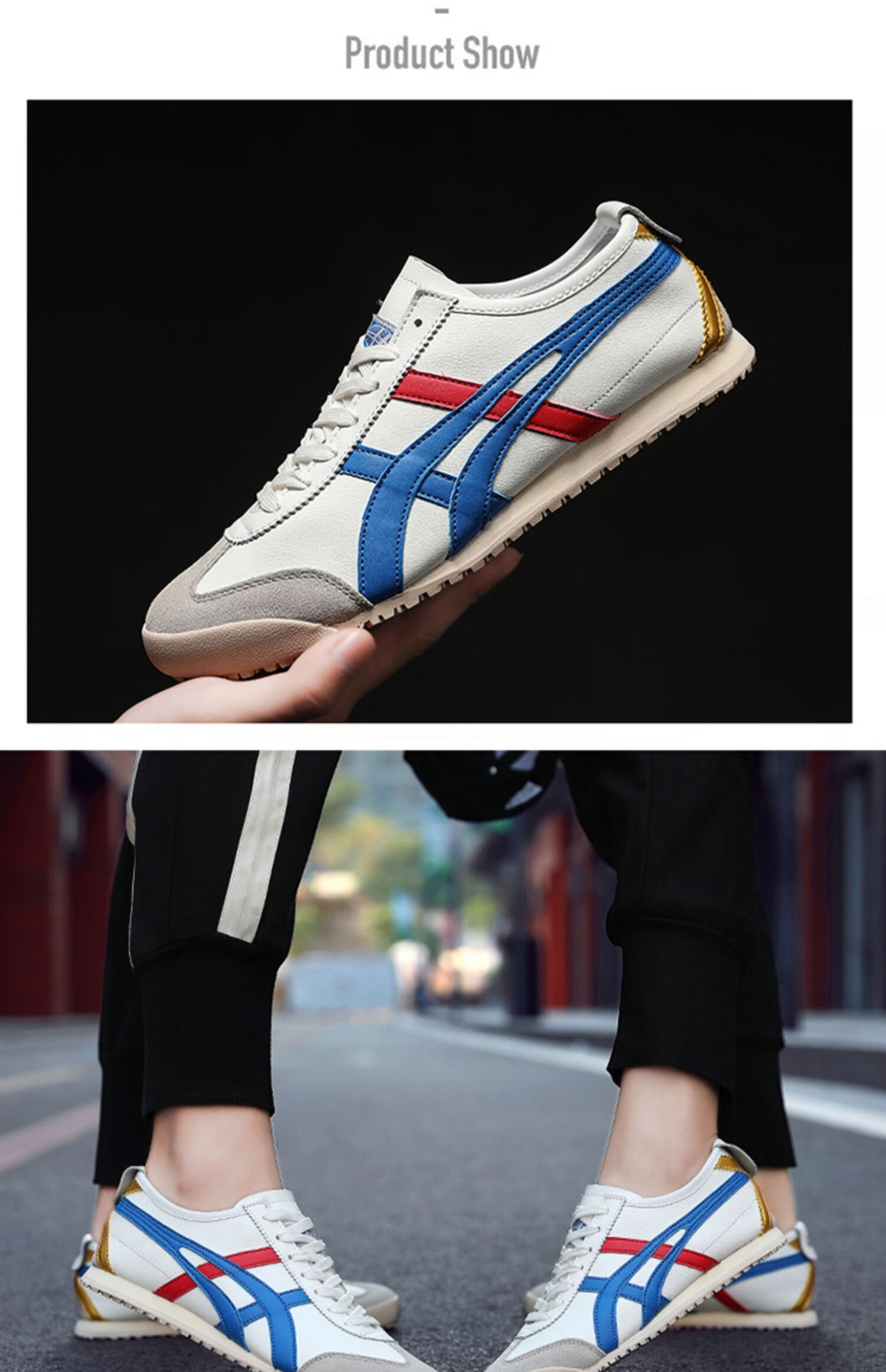 鬼琢虎tiger老虎鞋男鞋瑟老虎鞋tiger虎冢秋季小白开车阿甘鞋潮 0606