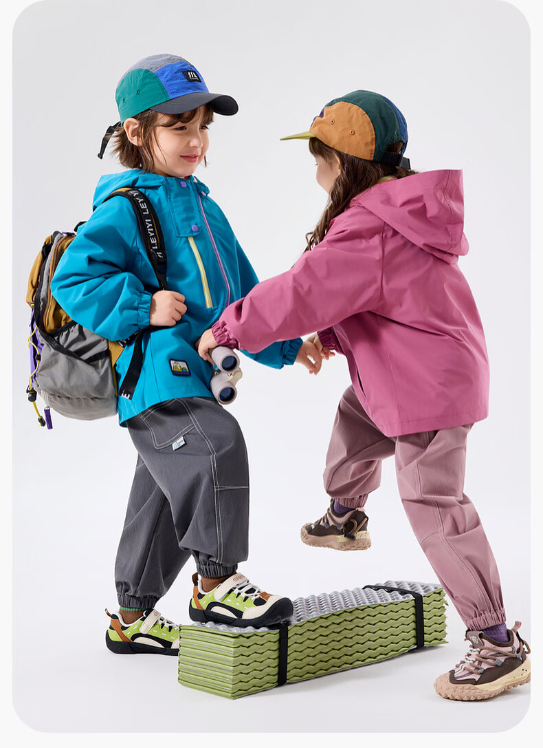 Dudu Kids [Three-Proof Softshell] Baby Three-Way Wear Autumn Boys' Outdoor Jacket Autumn Girls' Top Children's Fashion Pink 100 18
