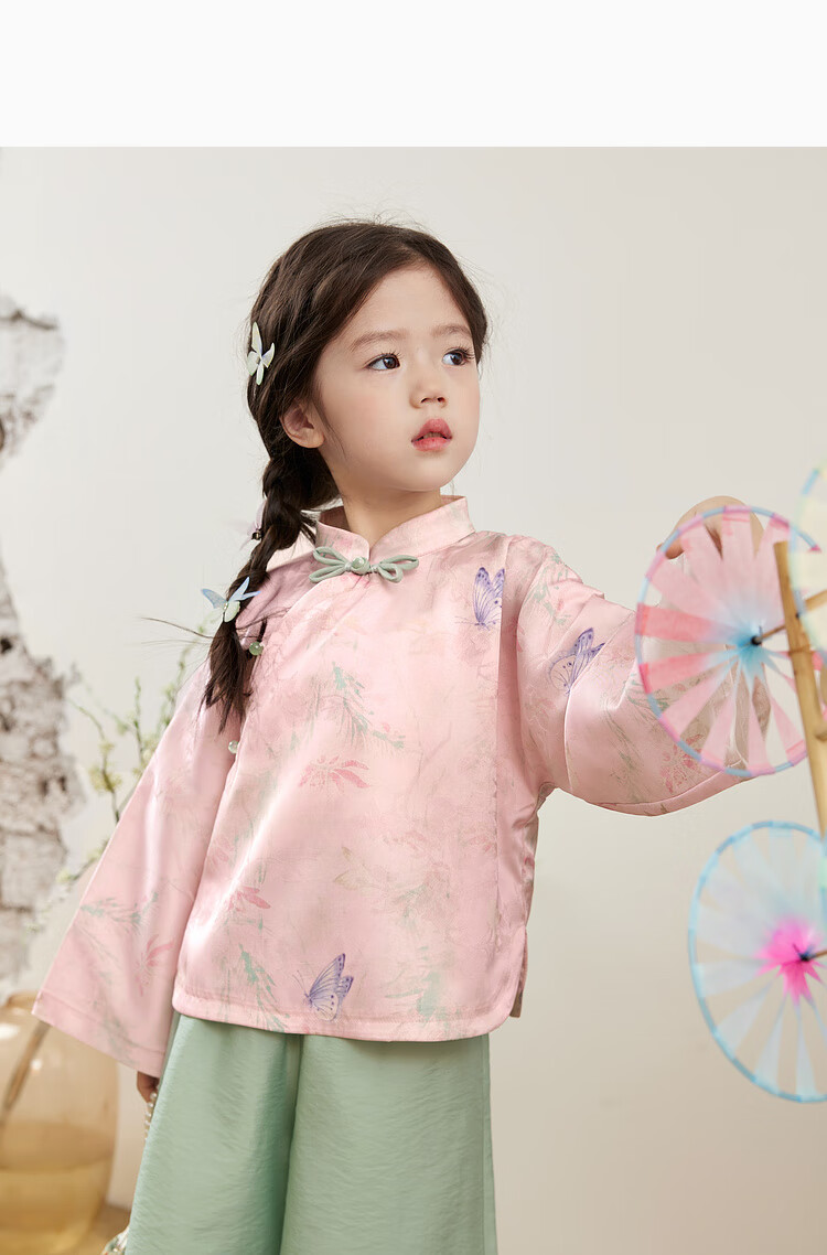 LUSON Little O Baby Girl, New Chinese-Style Outfit for Girls, Autumn 2025 Chen Da Zhu Children's National Style Two-Piece Set 3
