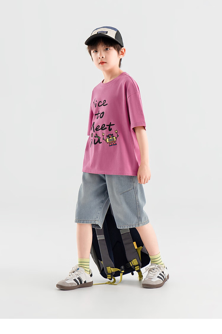 Duoduo Home [Skin-friendly Cooling, Breathable] Boys' T-Shirt 2026 Summer Children's Comfortable Cotton Loose Fit Crew Neck Short Sleeve 29