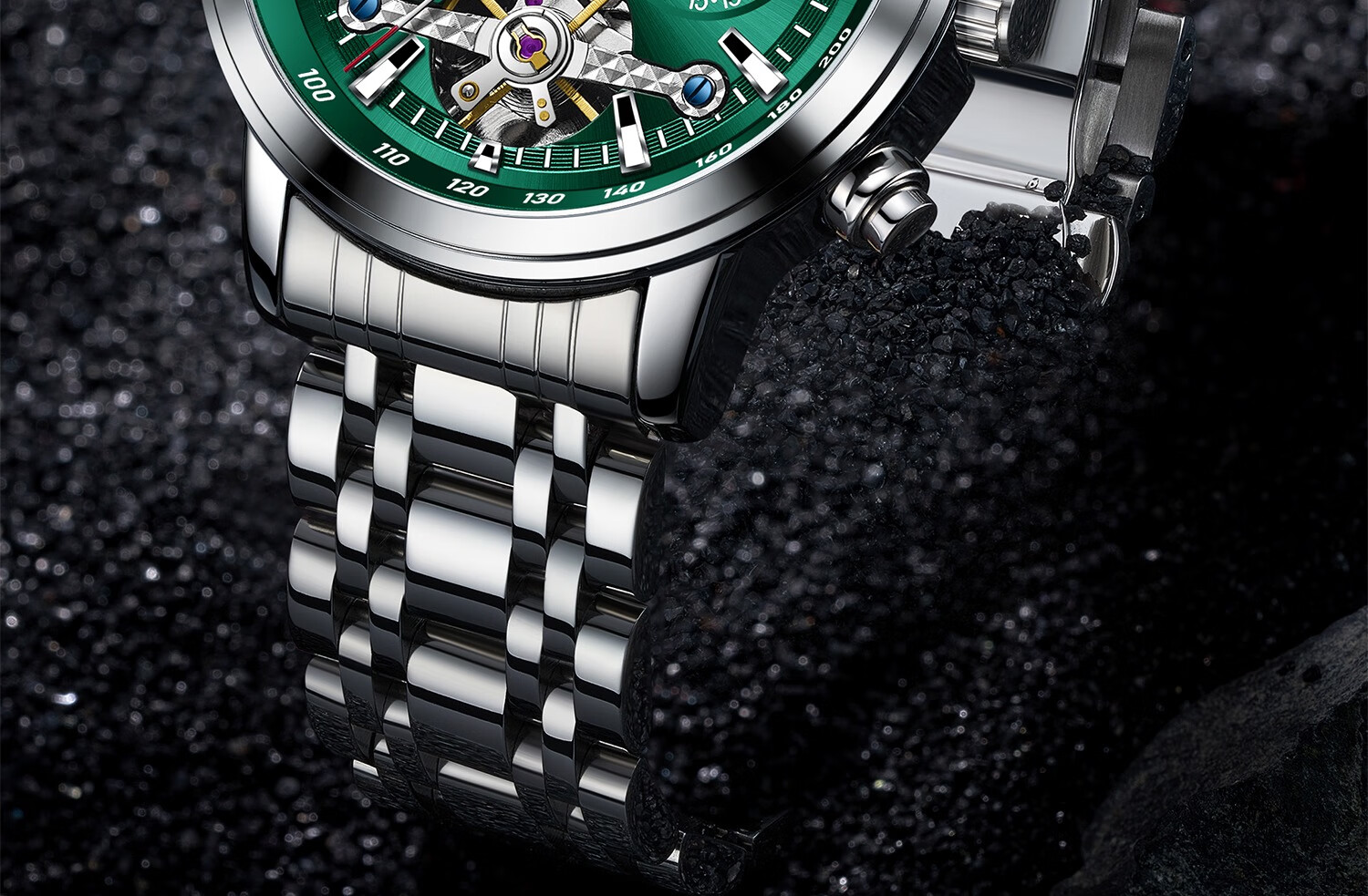 MONTAGUT Men's Skeleton Automatic Mechanical Watch Business Casual Multifunctional Men's Watch Spring Festival Gift 22