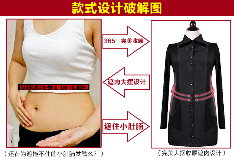 
                                        萱莱茜大码女装弹力棉修身OL白领中长款显瘦春秋长袖衬衫女 长袖 XL(建议体重130-145)                