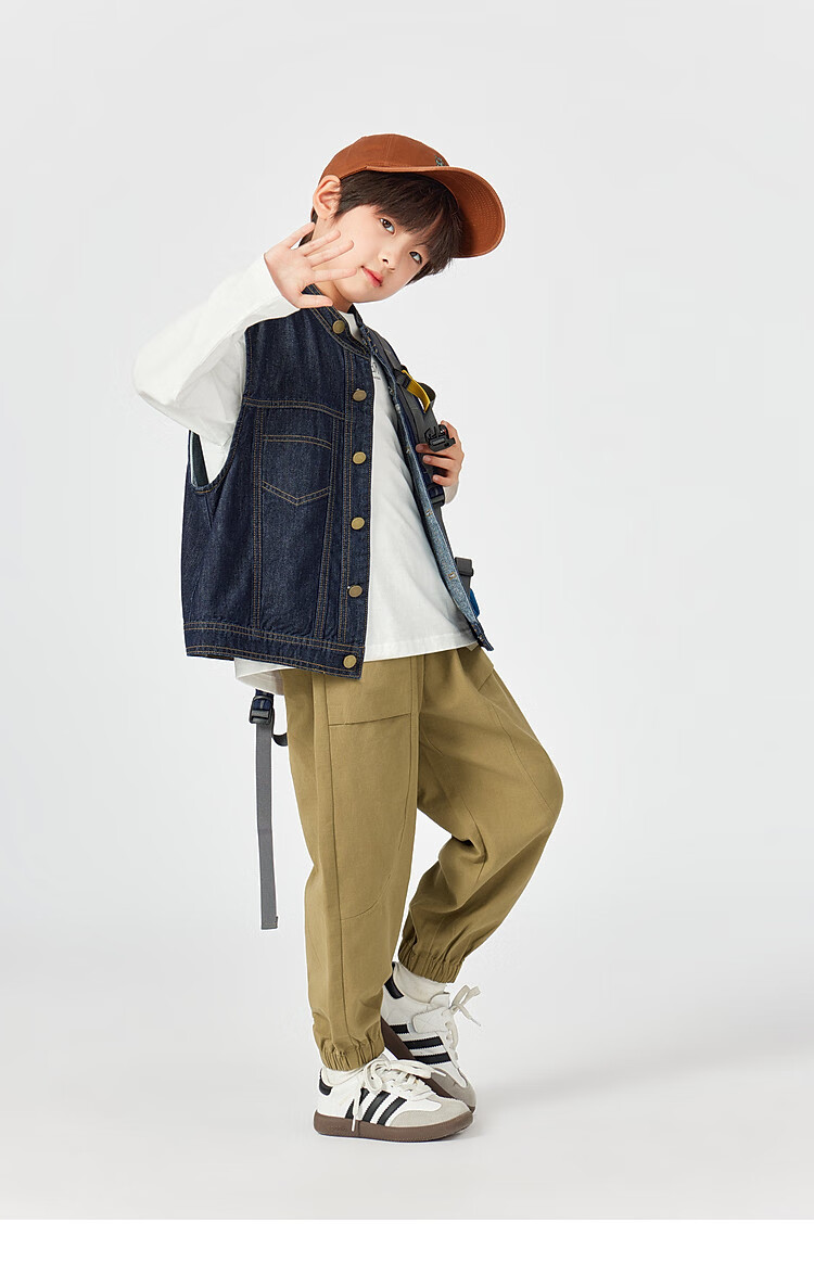 Duoduojia [Loose Wide Fit] Boys' Stylish Denim Vest, Spring And Autumn 2026 Style, for Older Children, Stand-Up Collar, Casual Cardigan Top 9