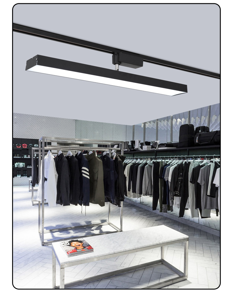 长条轨道灯led射灯服装店直播间中性灯店铺商用条形led补光灯 黑色65w