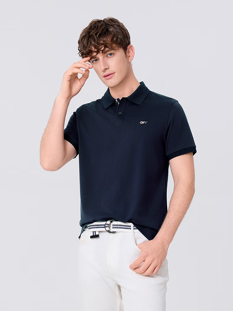 Goldlion GY Short Sleeve Polo Shirt Spring Summer Men's Casual Collared T-Shirt Mulberry Silk TSF0052-PT051 Light Pink 2XL 17