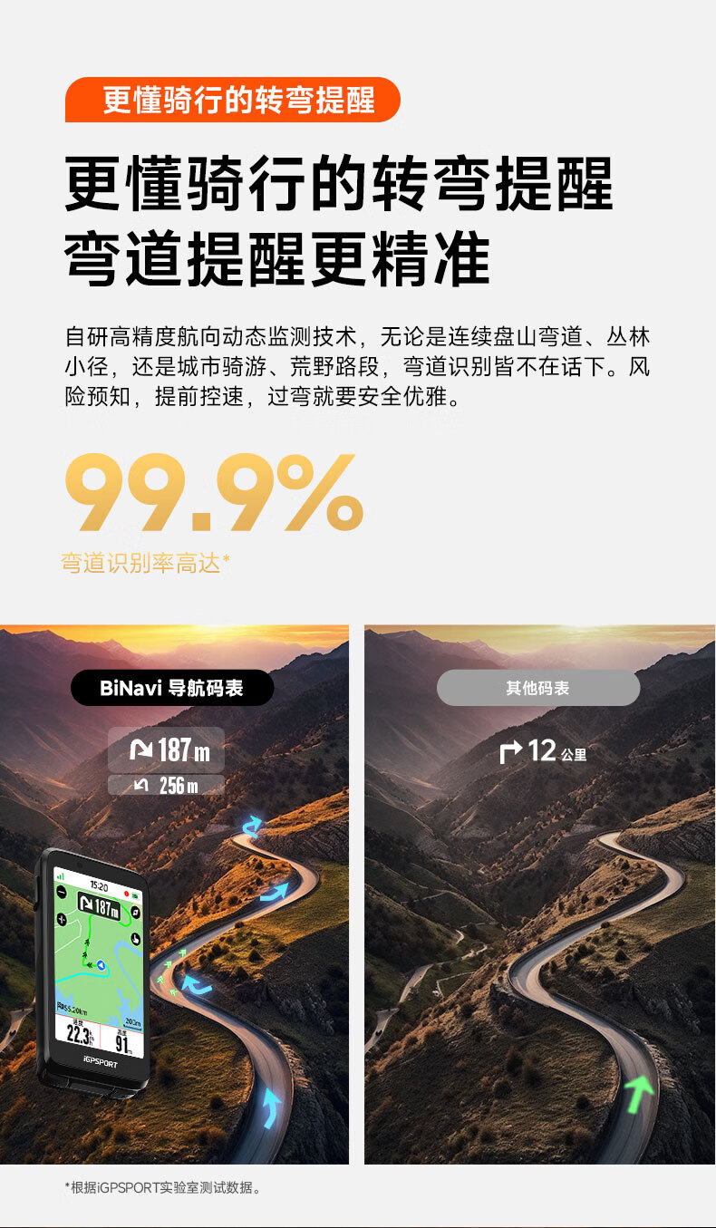 IGPSPORT Bicycle Computer, Road Bike GPS Navigation Computer, Smart Wireless Cycling Computer, BiNavi, Black 8