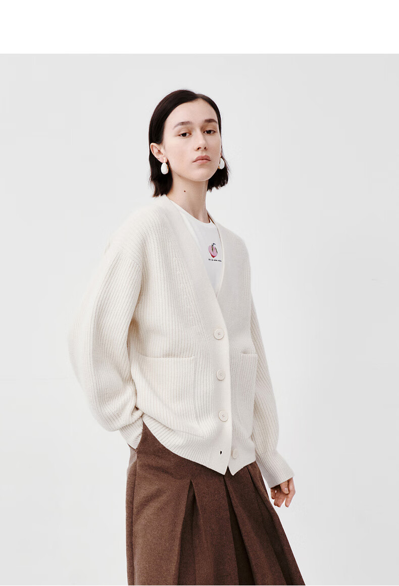 edition羊腿袖毛织外套女2022冬新款美丽诺羊毛毛衣 米白色 s/160