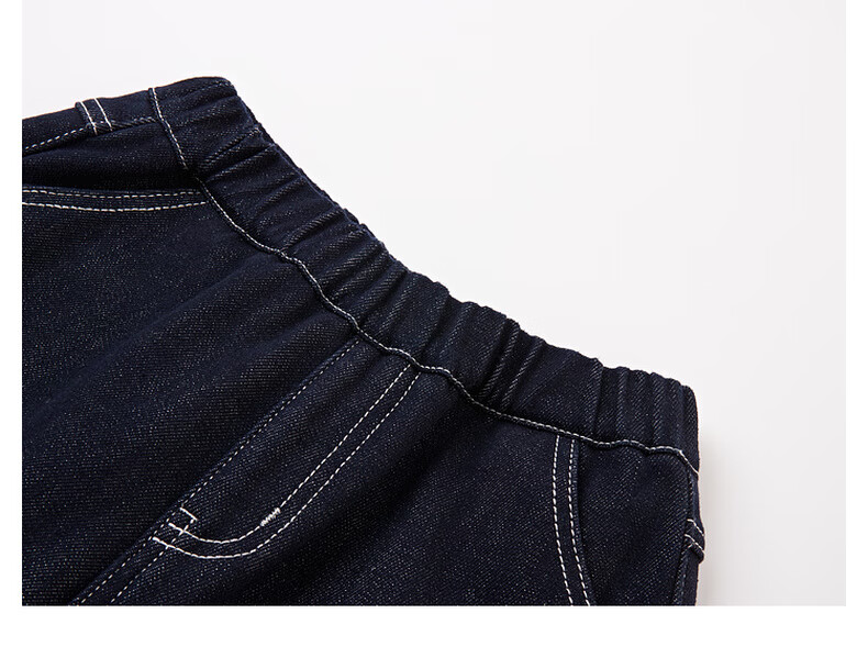 MQD [Color-Fast] Boys' Jeans, Spring And Autumn Style, Children's Dad Pants, Dark Denim Blue, Size 150 9