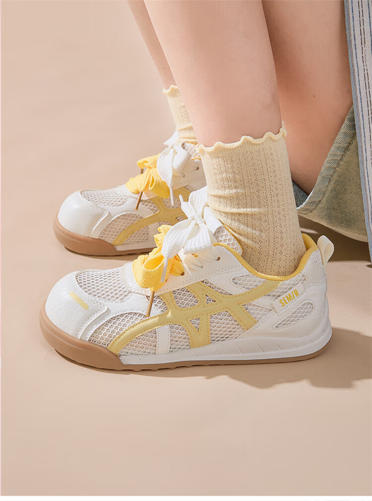 Semir Women's Derby Shoes 2025 New Summer Breathable Mesh Casual Sneakers White Cream Size 39 12