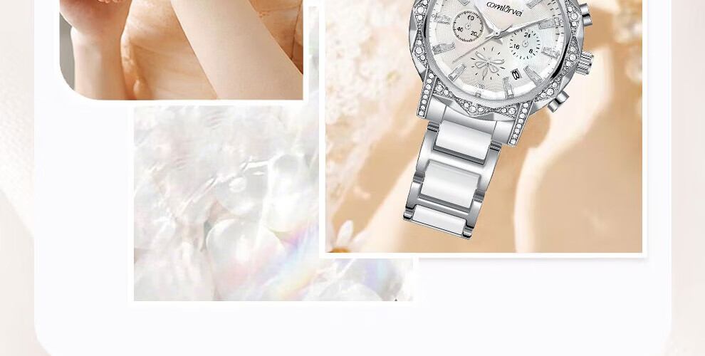 COMLORVEI Star And Moon Goddess Watch, Diamond-Studded Shimmering Luxury Wristwatch, British Style Women's Watch, Gift for Girlfriend, 684 2
