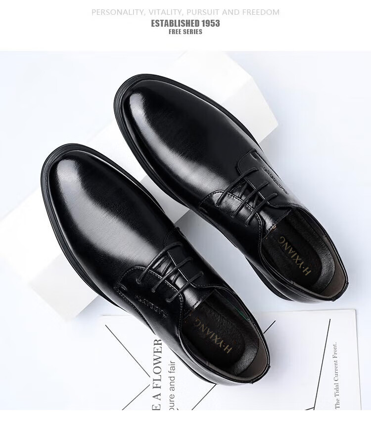 Hengyuanxiang Men's Business Casual Lace-up Derby Dress Work Wedding Shoes J6325 Black 41 13