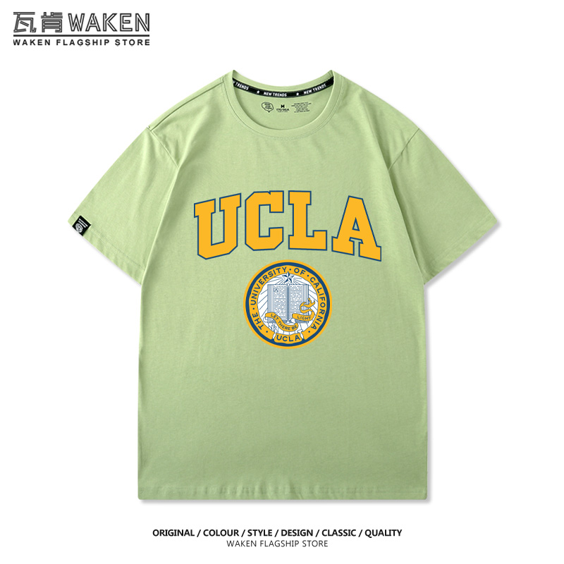 ucla美国加州大学洛杉矶分校纪念衫宽松夏季纯棉男女短袖t恤学生黑色