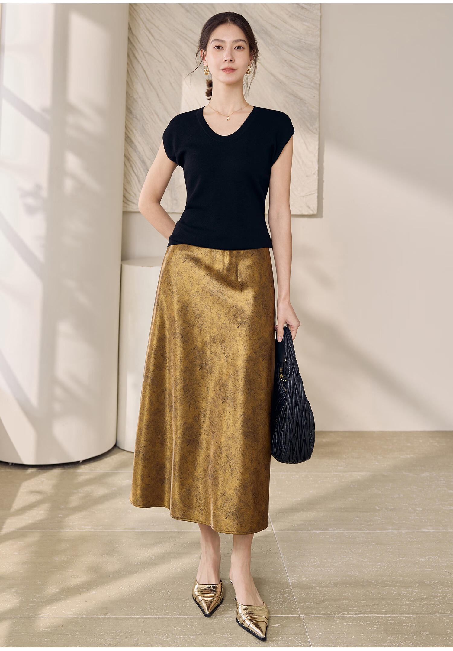 ROEYSHOUSE New Chinese Style Satin Half Skirt Women Summer Elegant Printed High Waist Skirt 12018 Floral XL 15