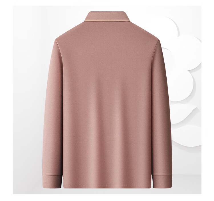 MONTAGUT Men's Business Long Sleeve Polo Shirt with Mulberry Silk and Double Pearl Cotton, Skin-friendly Casual Versatile T-shirt, Caramel Color 52 9