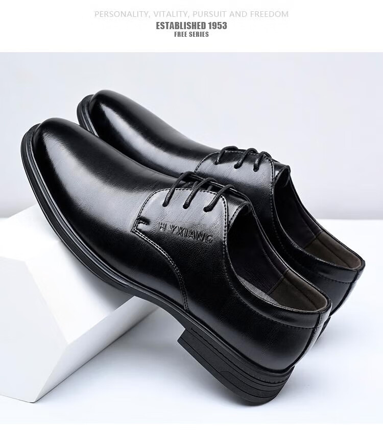 Hengyuanxiang Men's Business Casual Lace-up Derby Dress Work Wedding Shoes J6325 Black 41 8