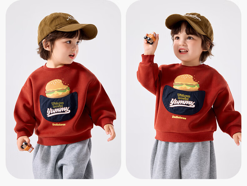 Dudujia Children's Cartoon Sweatshirt, Autumn Baby American Retro Top, Boys And Girls Fashionable Printed Hoodie, Red, Size 100 9