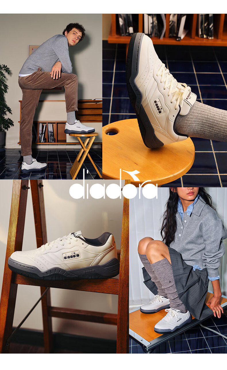 Diadora Men's And Women's Casual Shoes Action Racer, Agate White/ebony Gray/black, Size 37 14
