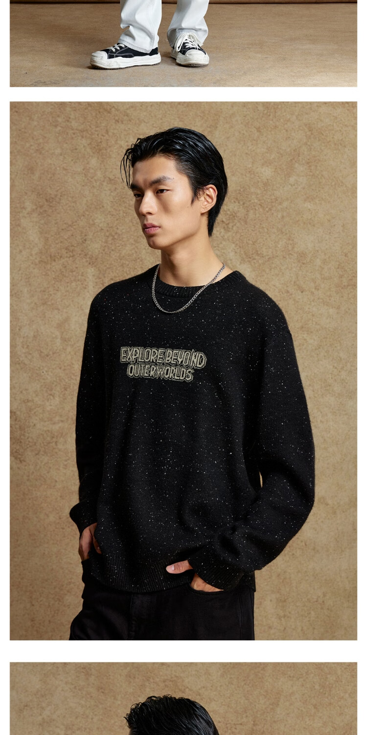 JACK&JONES Men's Casual Loose Fit Multicolor Letter Logo Crew Neck Knit Sweater 225313026 9