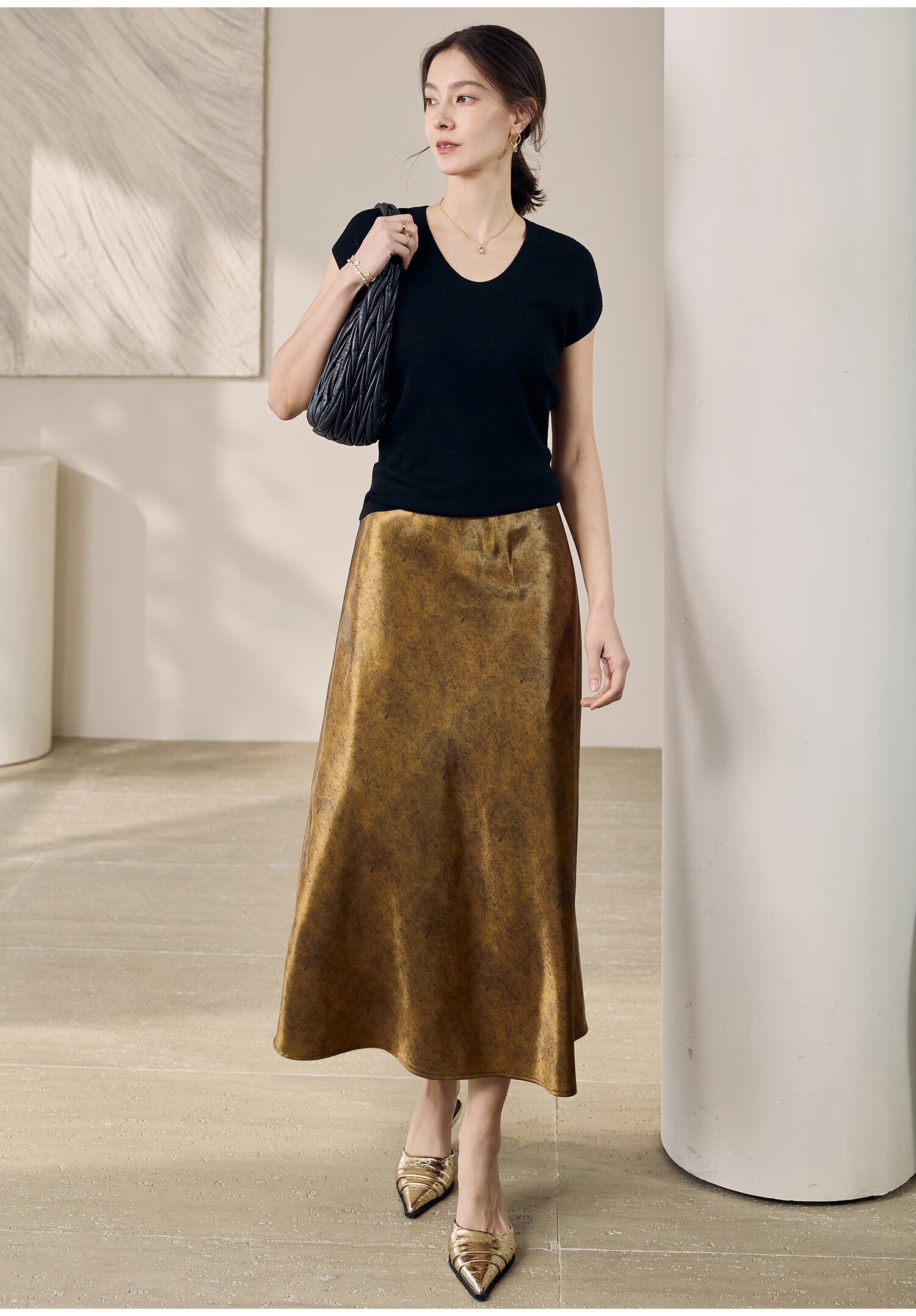 ROEYSHOUSE New Chinese Style Satin Half Skirt Women Summer Elegant Printed High Waist Skirt 12018 Floral XL 14