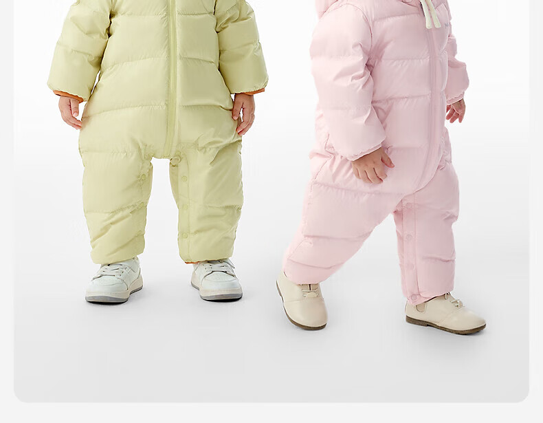 YEEHOO Baby Hooded Down Jumpsuit Autumn Winter Nano Antibacterial Lightweight Infant One-Piece Winter Outerwear 7