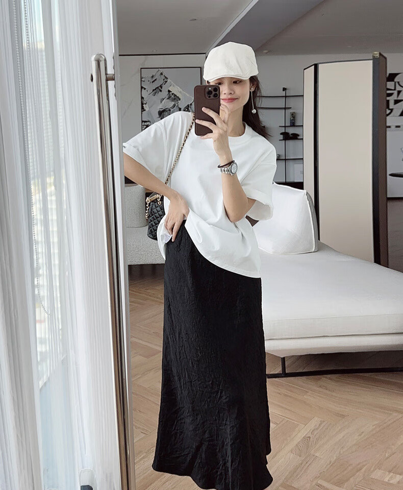 MEIYANG Hepburn Prequel Acetate Spaghetti Strap Dress, Light Luxury Satin Thin Strap Commuter Dress, Black Extended Version, Size S 21