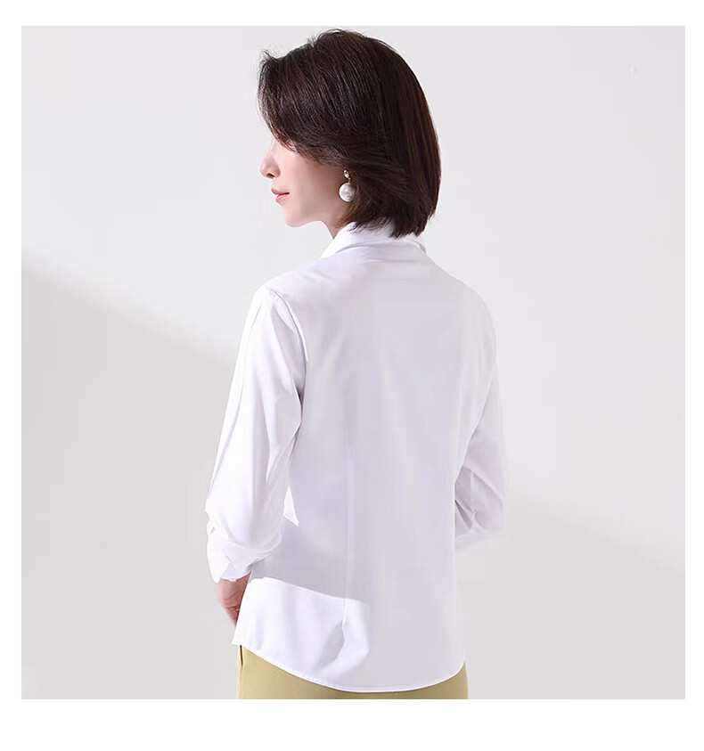 Romon Slim Fit Simple Summer Women's Shirt Casual Breathable Solid Color Short Sleeve White M 29
