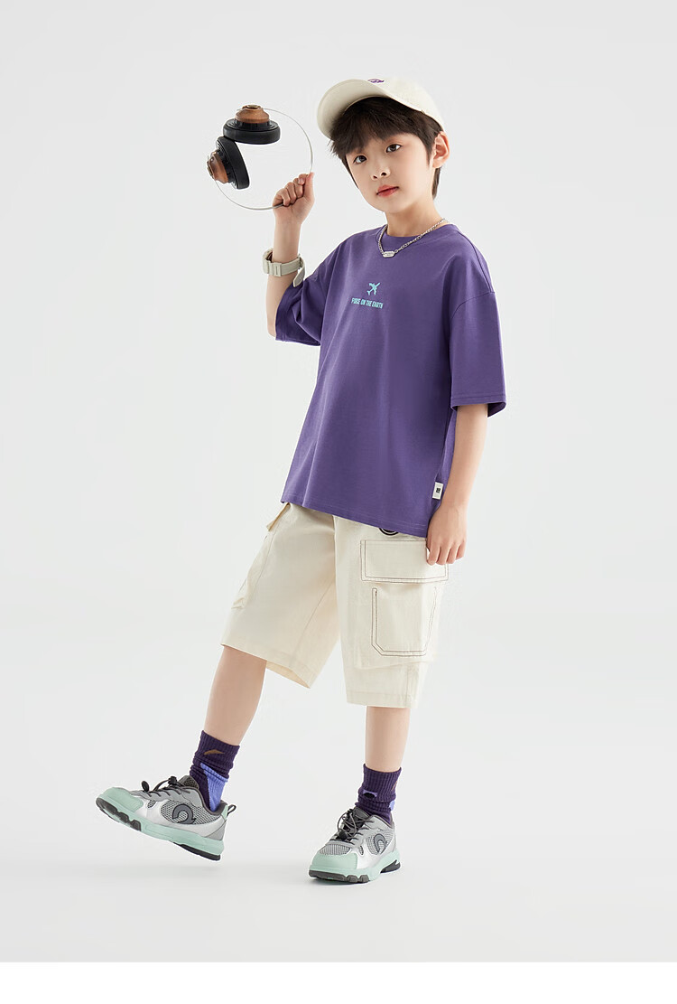 Duoduo Home [Earth Print] Boys' Short Sleeve 2026 Summer Comfortable Cool Loose Fit Casual T-Shirt for Kids 25