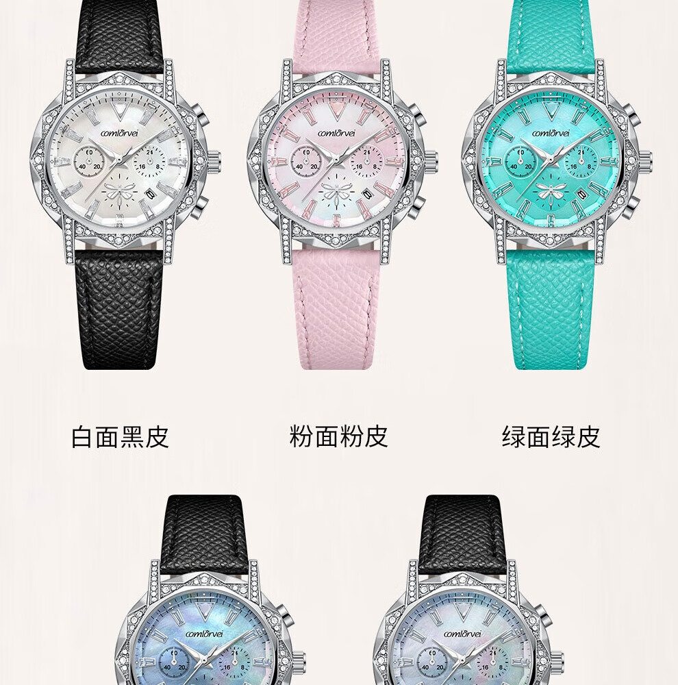 COMLORVEI Star And Moon Goddess Watch, Diamond-Studded Shimmering Luxury Wristwatch, British Style Women's Watch, Gift for Girlfriend, 684 8
