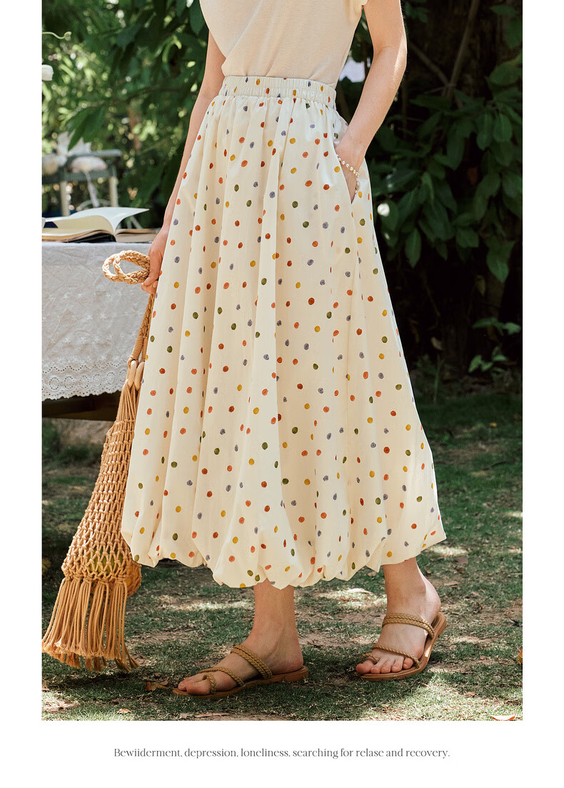 Olrain Polka Dot Peplum Skirt Elastic Waist Summer Women's Skirt Polka Dot L 14