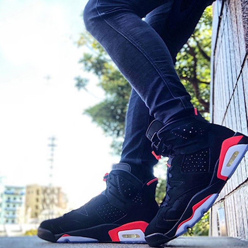 耐克nike男女鞋air jordan 6 aj6乔6黑红6高帮19复刻篮球鞋384664-060