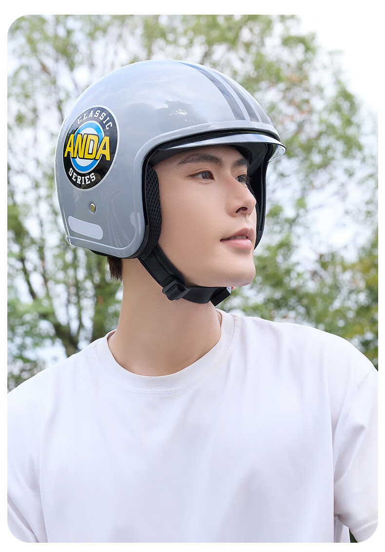 AD Electric Bike Helmet 3C Certified Class A Unisex Four-Season Electric Scooter Safety Helmet Winter Half Helmet Summer Retractable Visor Motorcycle Retro Helmet FG05 Punk Neck Warmer 3
