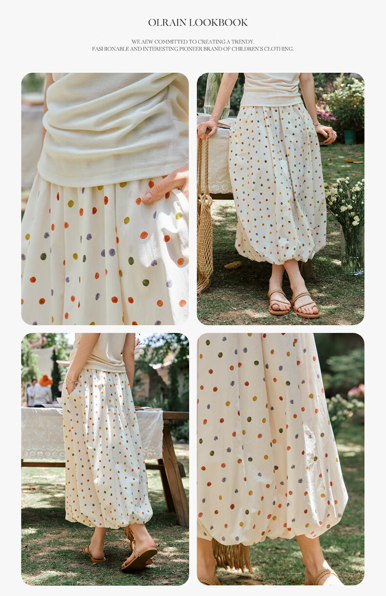 Olrain Polka Dot Peplum Skirt Elastic Waist Summer Women's Skirt Polka Dot L 9