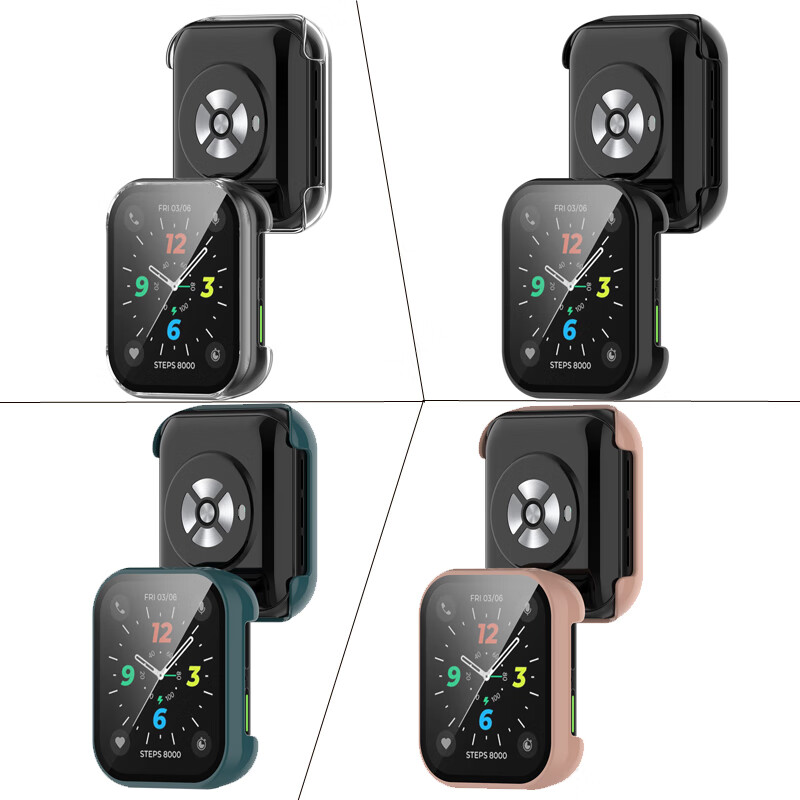 壳oppo手表2代防摔防刮花钢化膜硬壳保护套 墨绿色 适用oppo watch2