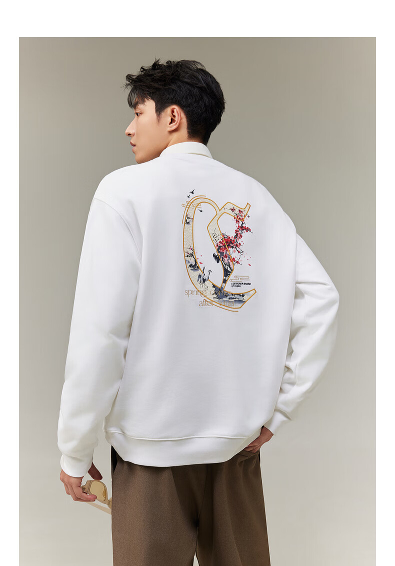 CABBEEN 340G Cotton Sweatshirt Men's Foaming Texture Printed Flash Line Embroidered Flower Winter Long Sleeve Sweatshirt 6