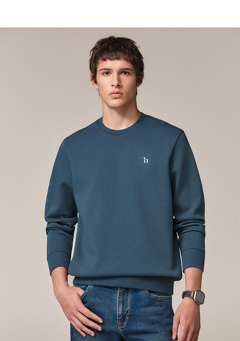 HAZZYS Men's Spring and Autumn Casual Cotton Long Sleeve Pullover Sweatshirt ABTZE0CCX32 8