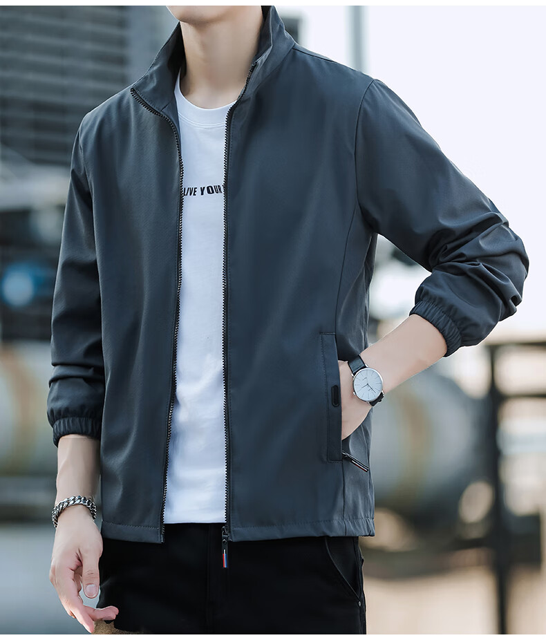 TUCANO [Windproof And Structured] Jacket for Men, Summer Business Loose Casual Sports Daily Trendy Solid Color Jacket, Black, Size M 5
