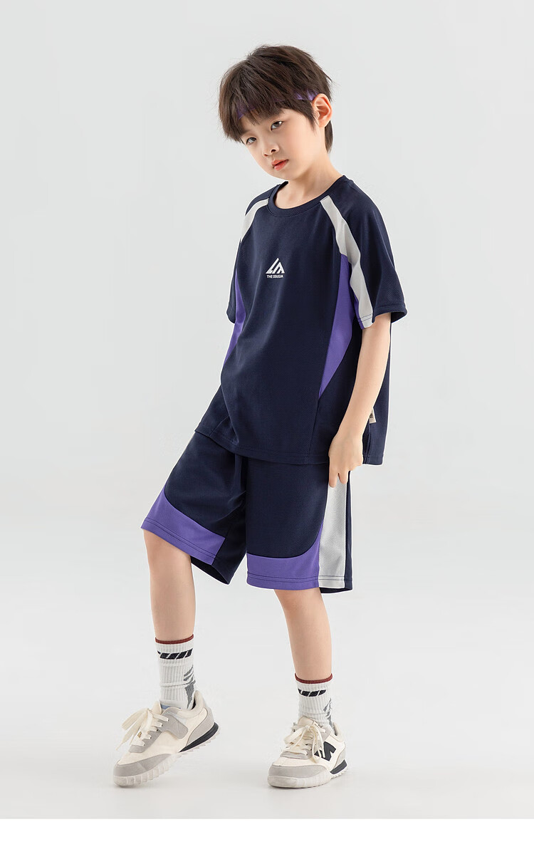 Duoduojia Boys' Trendy Summer Sportswear Set, 2026 New Style Children's Breathable Running T-Shirt And Shorts Two-Piece Suit 31