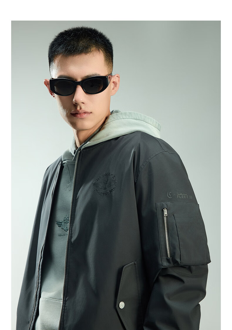 CABBEEN Men's Baseball Collar Jacket with Polyester Suede Twill (Triple Protection), 3D Embroidery and Printed Long Sleeves 8
