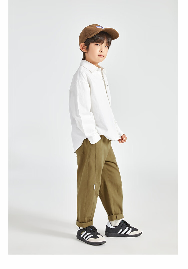 Duoduojia Boys' Shirt, Spring And Autumn 2026 Style, Versatile Casual Children's Breathable Long-Sleeve Shirt, Simple Korean-Style Blouse for Older Kids 30