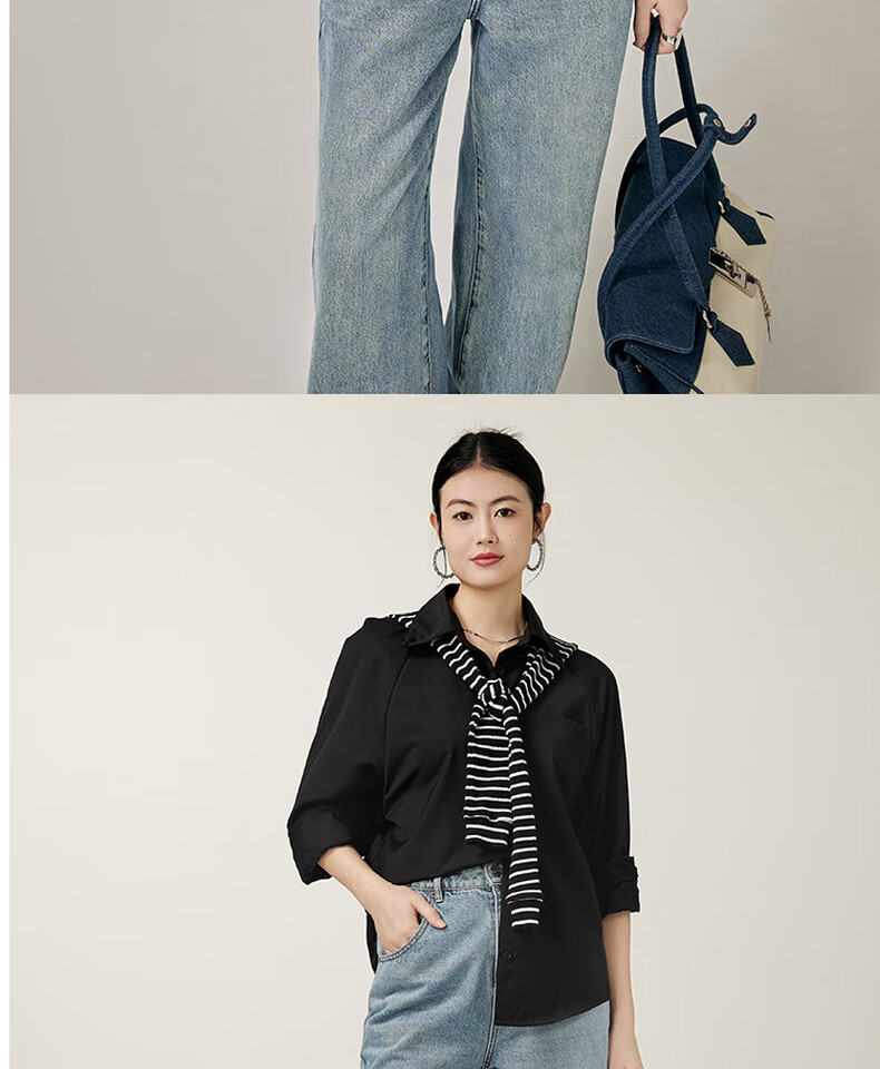 MEIYANG Spring Festival Denim Jeans, High-Waisted Straight Wide-Leg Floor-Length Pants [60 Series in Stock], Washed Blue, XL 20