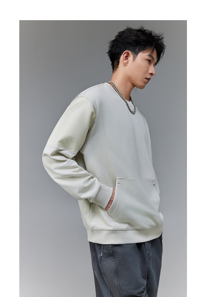 CABBEEN 365g Fish Scale Fabric Men's Sweatshirt Creative Studded Structure Segmented Design Winter Long Sleeve Sweatshirt 6