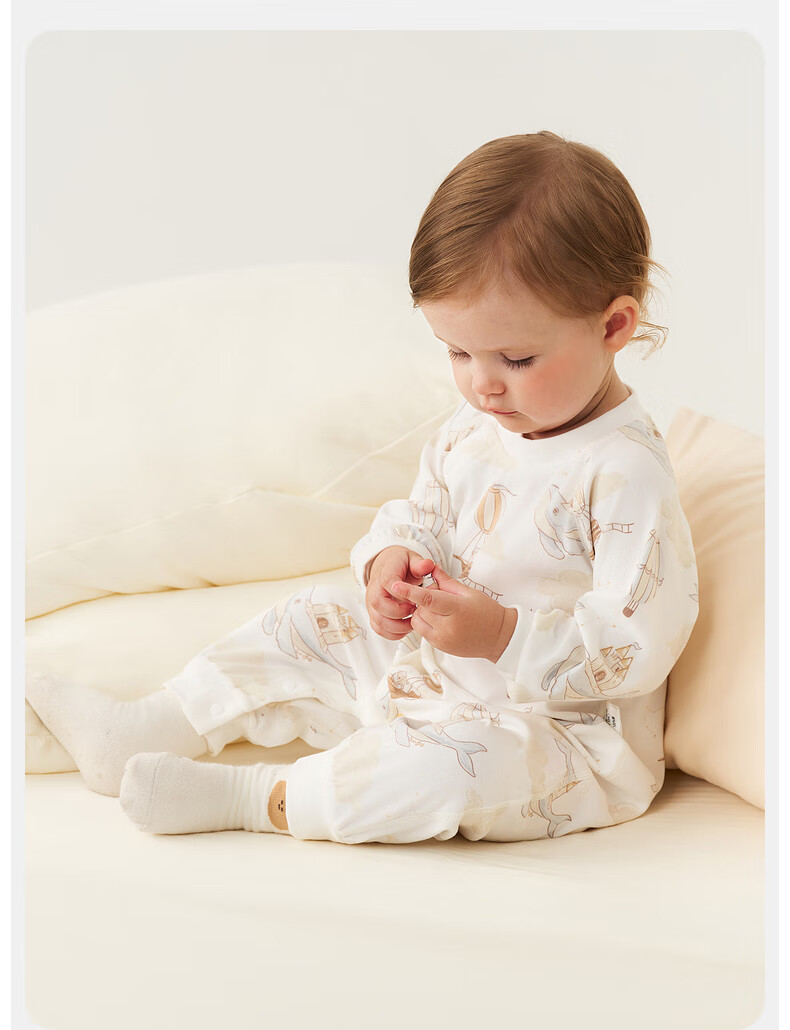 TONGTAI Baby Romper, Spring And Autumn Pure Cotton Infant Clothing, Newborn Onesie, Long-Sleeve Pajamas, Gray, 59cm 6