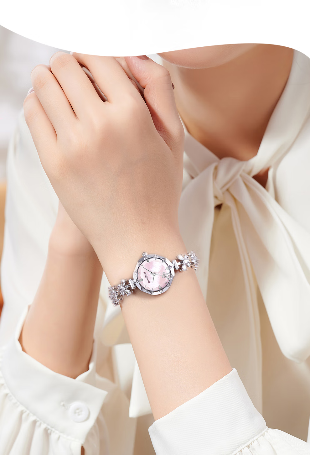 COMLORVEI Bowknot Diamond Bracelet Watch Women's British Style Waterproof Elegant Wristwatch Gift 695 8