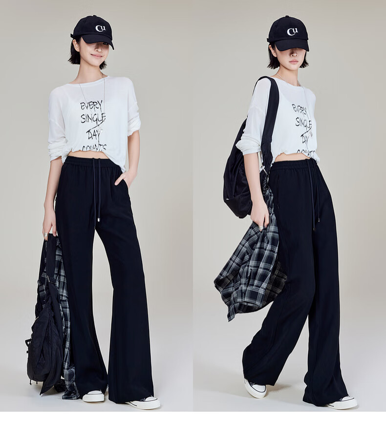 MEIYANG Fishtail Flared Pants, Imported Composite Yarn Elastic Retro Micro-Flare Pants, Navy Blue Extended Version, XL 22