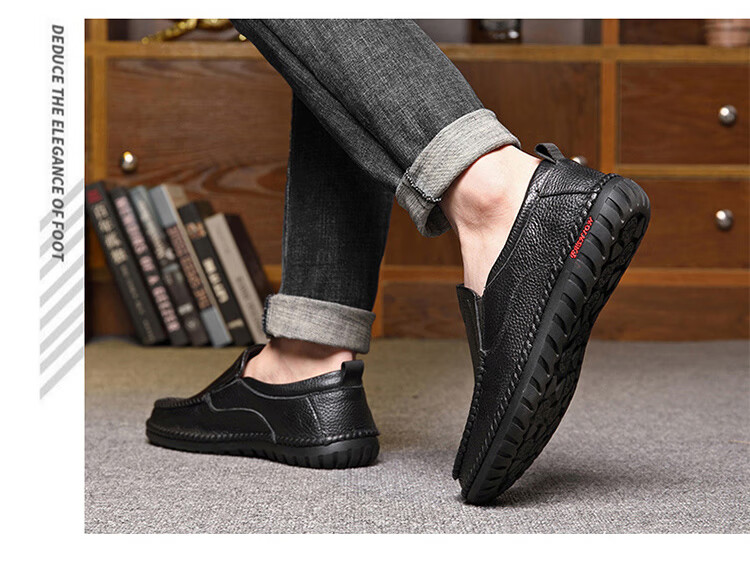 Hengyuanxiang Men's Slip-On Business Casual Driving Loafers JS1931 Black Size 41 7