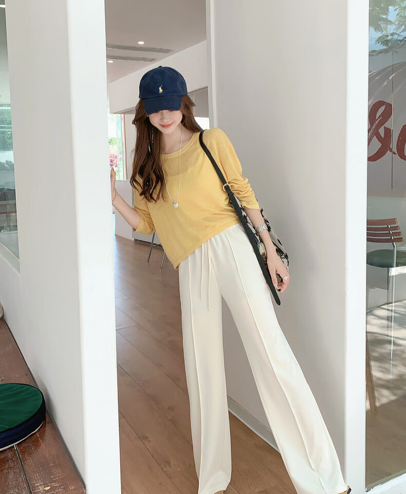 MEIYANG Tilted Line Casual Pants, Modal Blend Vertical Striped Texture Straight-Leg Pants, Black Extended Version, L 6