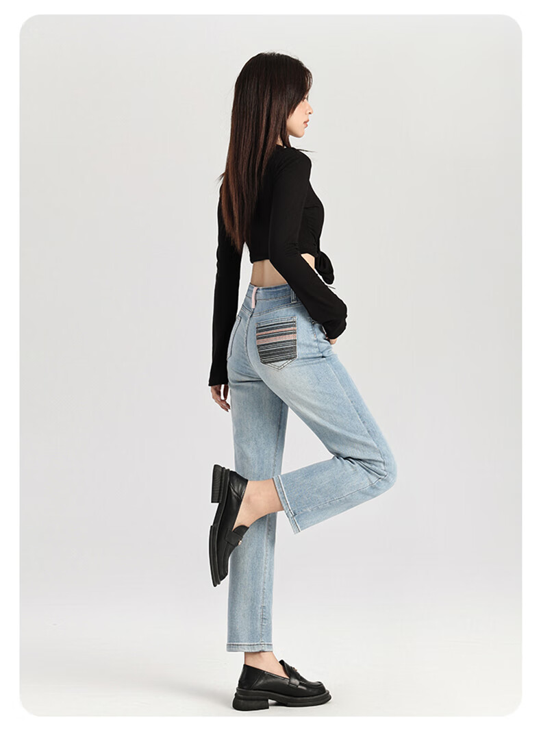 Romon High Waist Wide Leg Jeans Women American Vintage Loose Flared Pants Retro Blue M 23